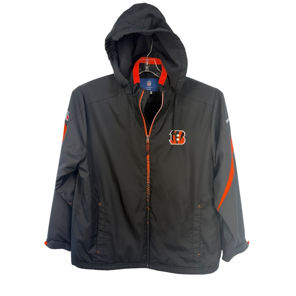 Reebok NFL Onfield Cincinnati Bengals Hooded Jacket Black Sz Large (H33)